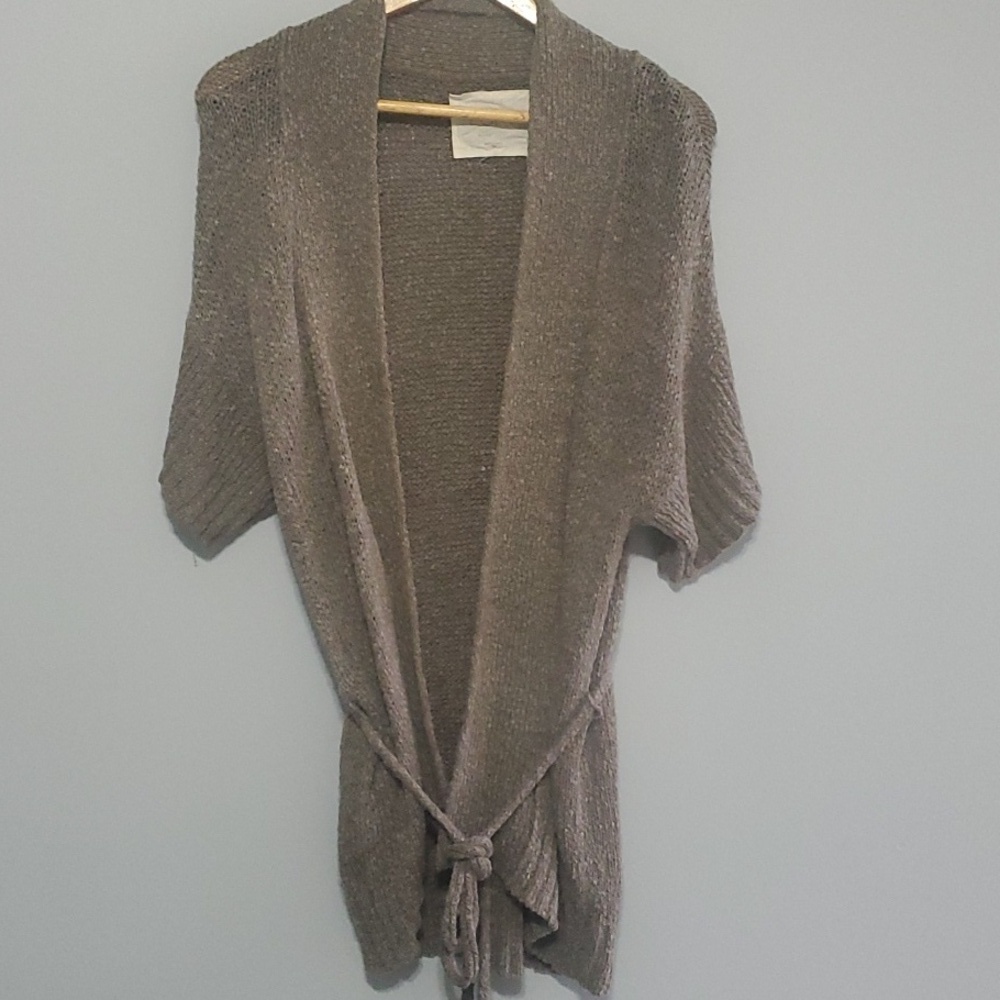 Ann Taylor Loft‎ Lounge sweater women's size medium brown tweed tie oversize